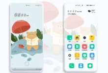 Little bear with umbrella EMUI Theme