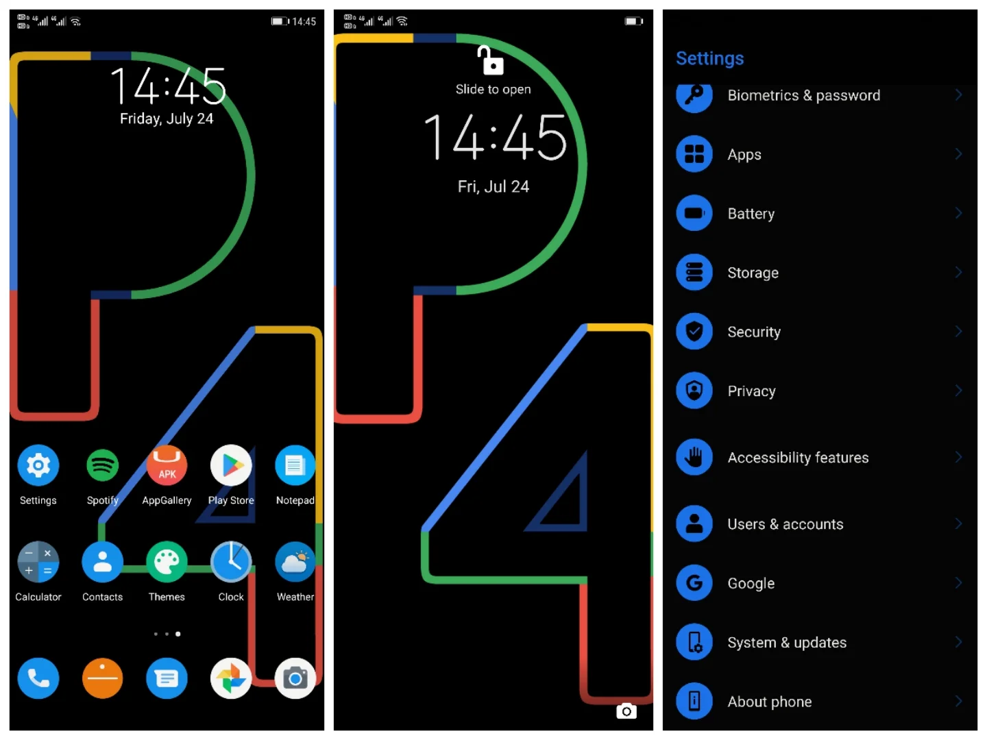 Pixel 4 Dark EMUI Theme