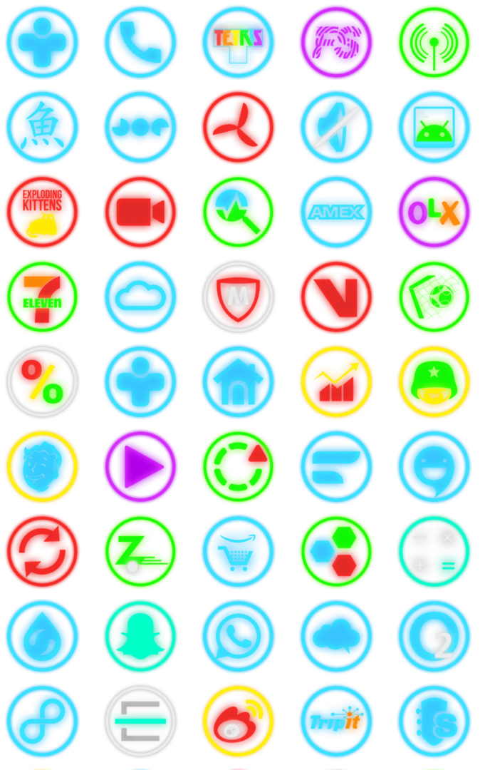 Neon Glow Rings Icon Pack