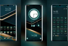 The Dark Green Glowed Golden EMUI Theme