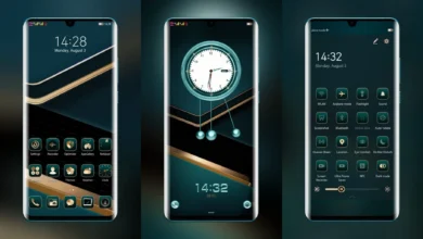 The Dark Green Glowed Golden EMUI Theme