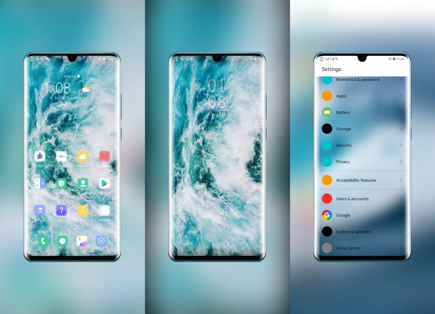 Colour With Ocean EMUI Theme