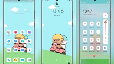 Milk & Mocha Bear on motorcycle EMUI Theme