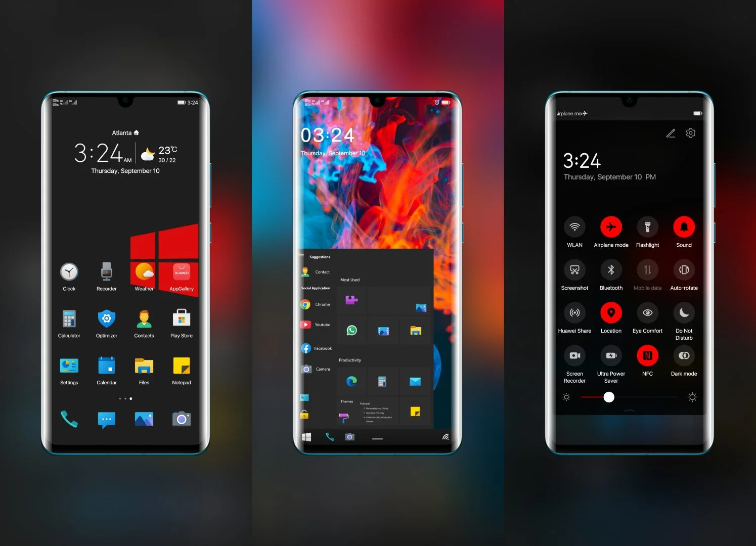 WinUi Dark EMUI Theme