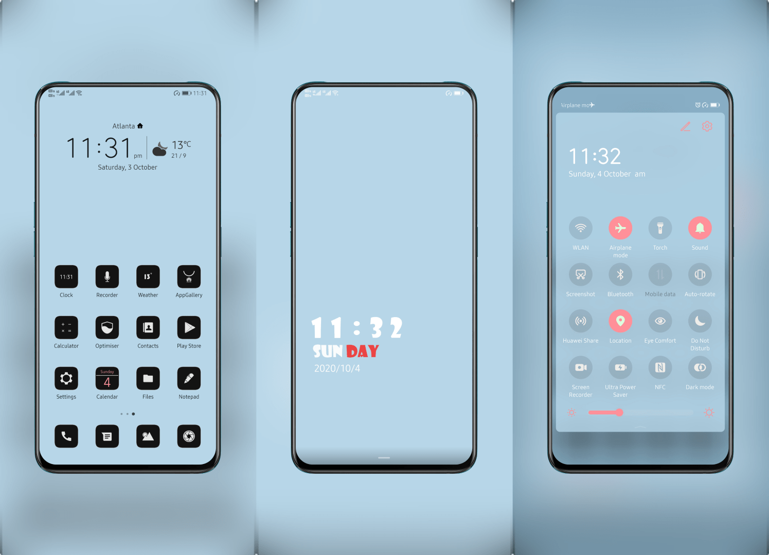 Luminous Blue EMUI Theme