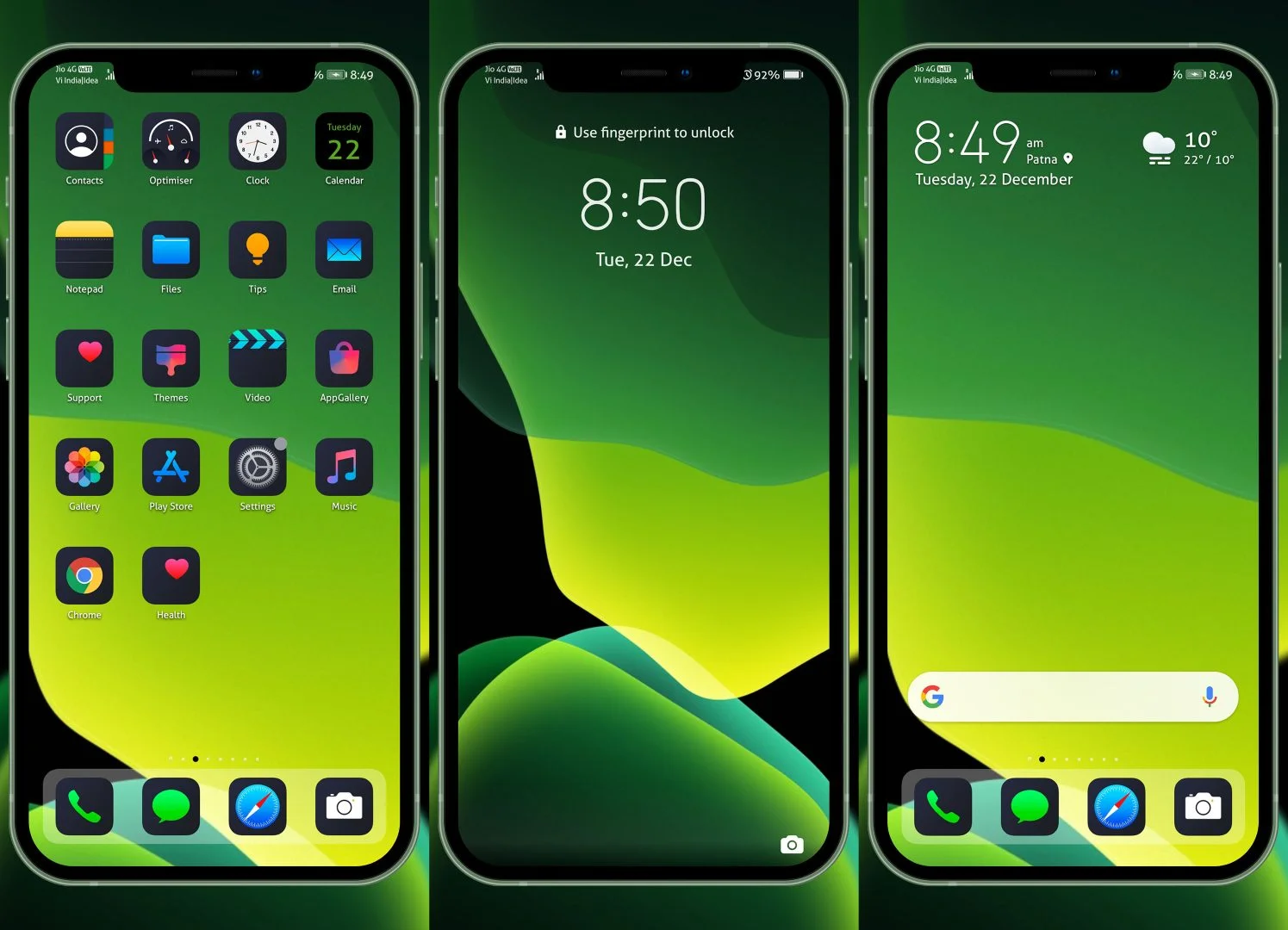 iOS Green Dark EMUI Theme