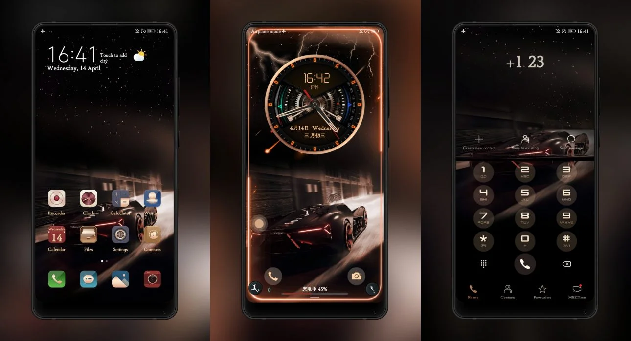 Gravity sensing clockOS EMUI Theme