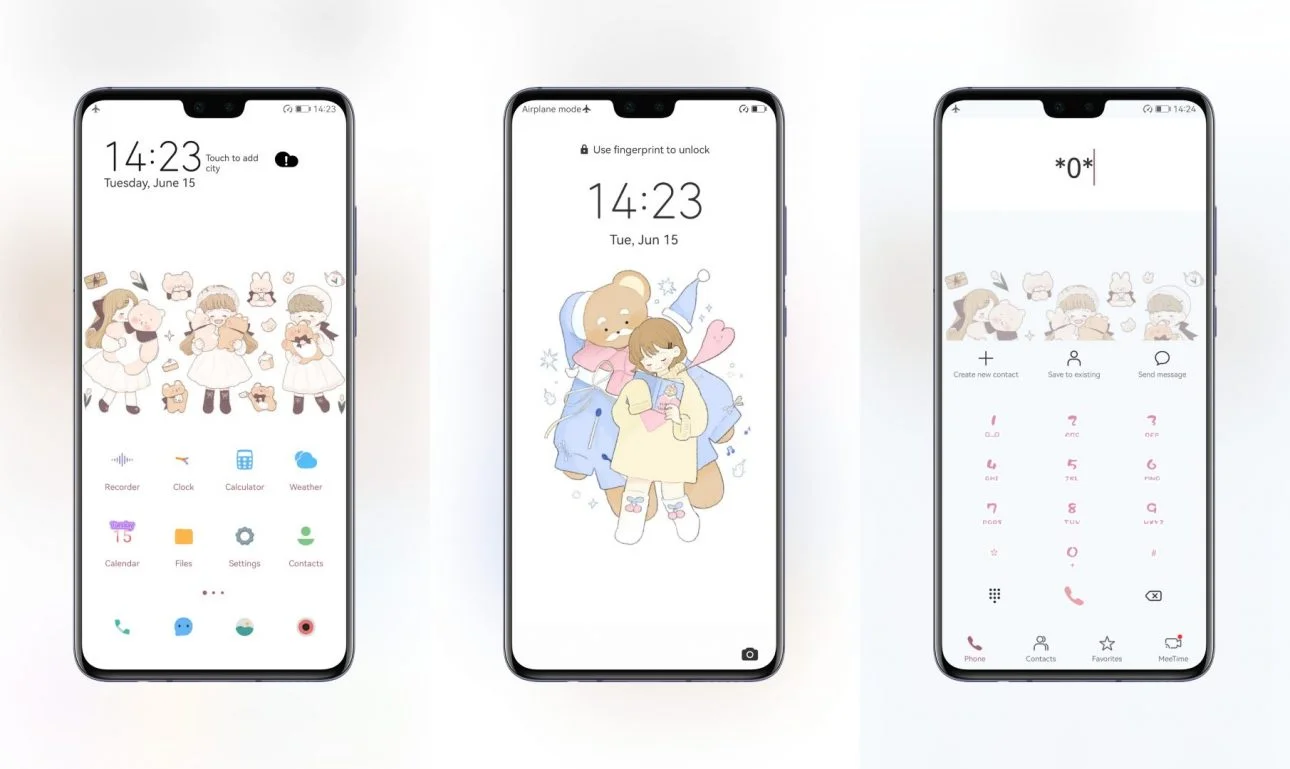 Bear and girl EMUI Theme