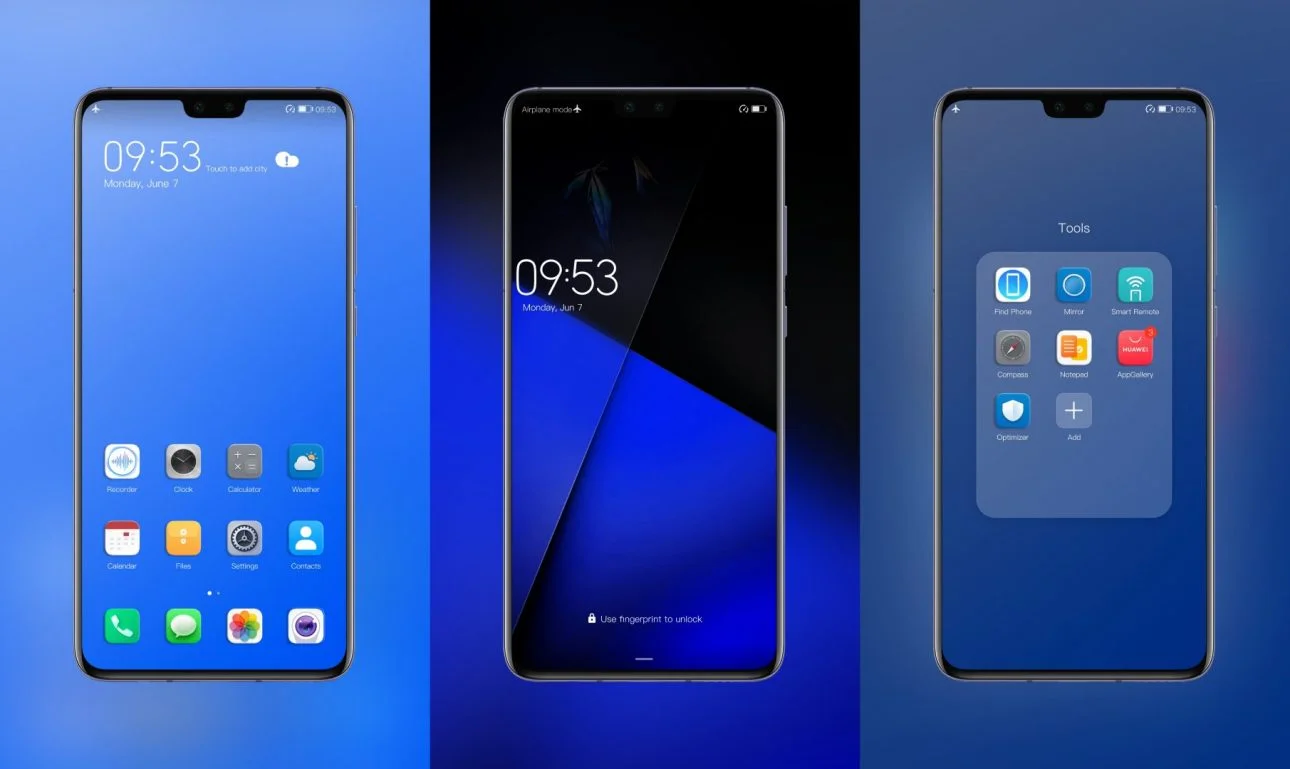 Blue and Black EMUI Theme
