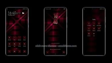 Dark Metallic Red EMUI Theme