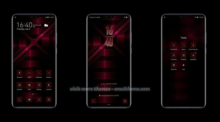 Dark Metallic Red EMUI Theme