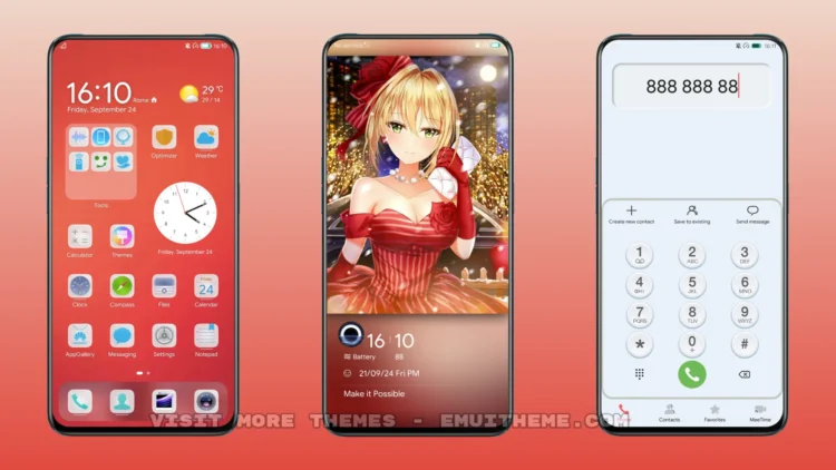 Sky Blue Red EMUI Theme