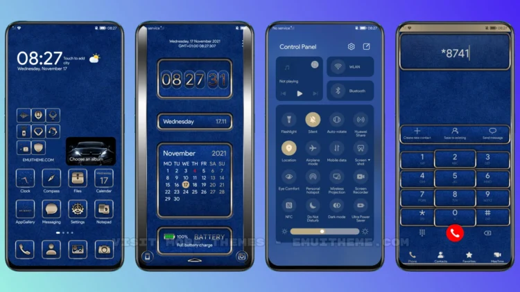 Perfect blue Gold EMUI Theme