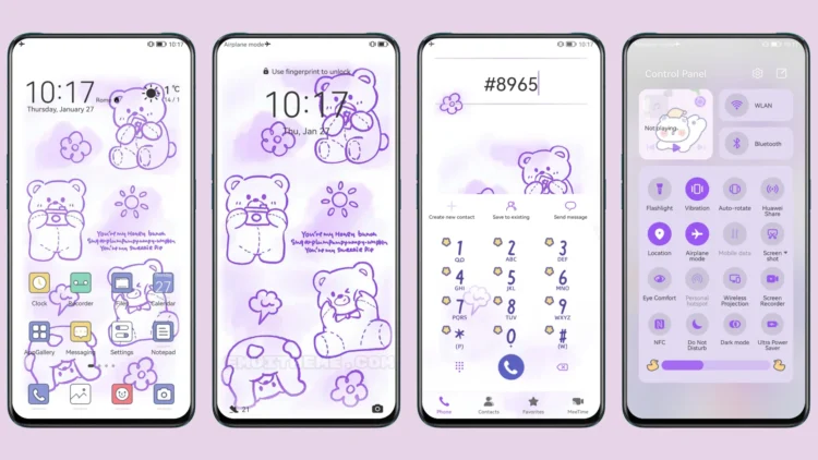 Pink Cute Bear EMUI Theme